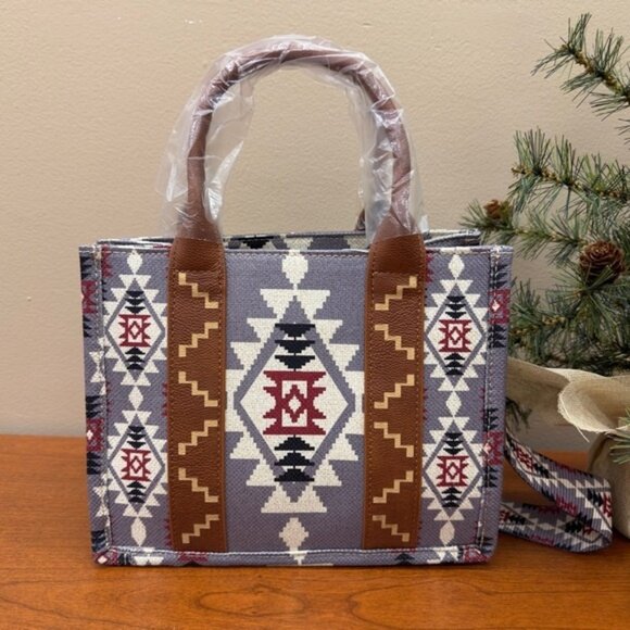 Wrangler Mini Tote Lavender Southwestern Aztec Guitar strap Crossbody Purse - Picture 3 of 9